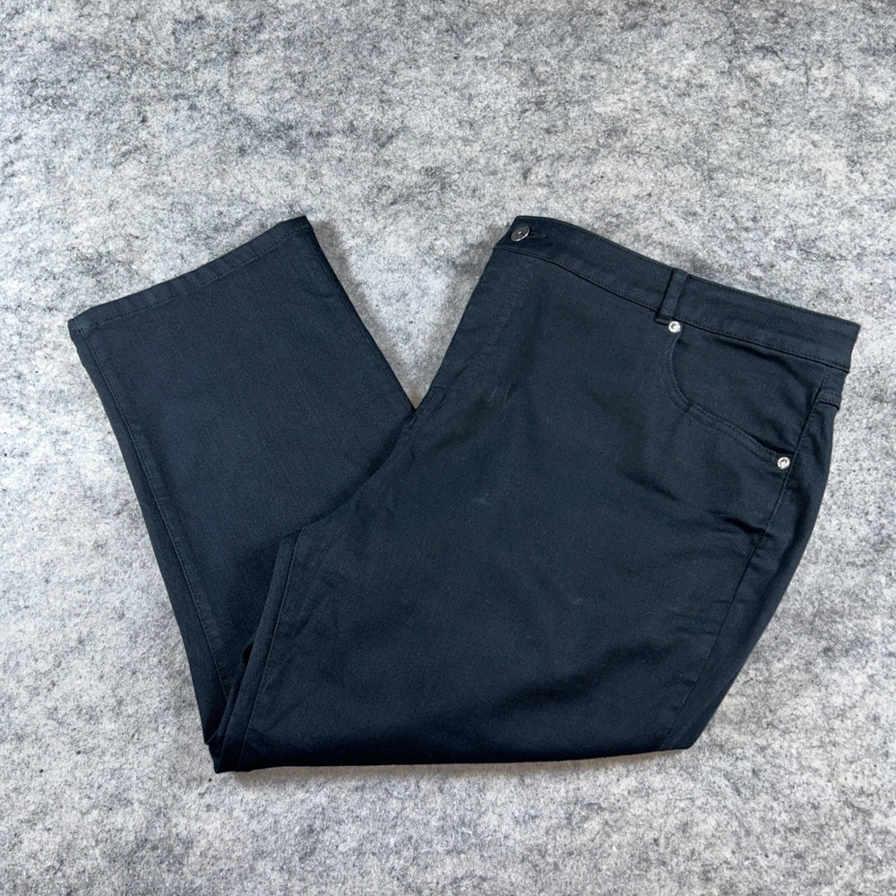 Isaac Mizrahi Live! Ankle Pants Women's 22W Black Button 5 Pocket Casual